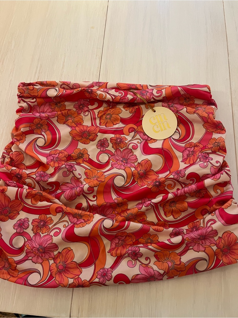 CIN CIN Pink & Orange Floral Mini Skirt
